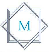 Logo of the Metamorphosis Literary Agency, featuring a stylized letter M in blue, centered within an interlocking geometric design of overlapping squares outlined in blue.